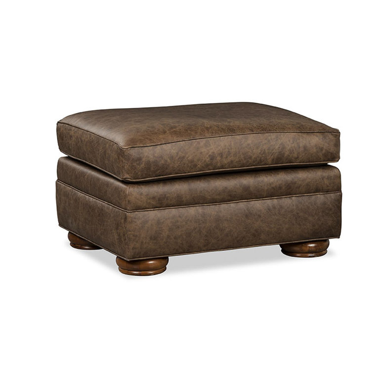 Winslow Light Brown 31'' Genuine Leather Rectangle Standard Ottoman
